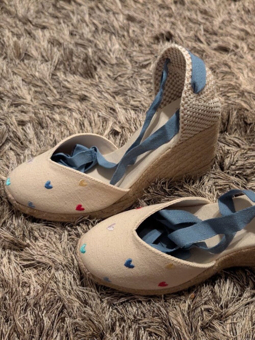 Sezane Diane Espadrilles Ecru Canvas Heart Embroidery US 8 NWOT LIMITED EDITION! - Picture 4 of 10